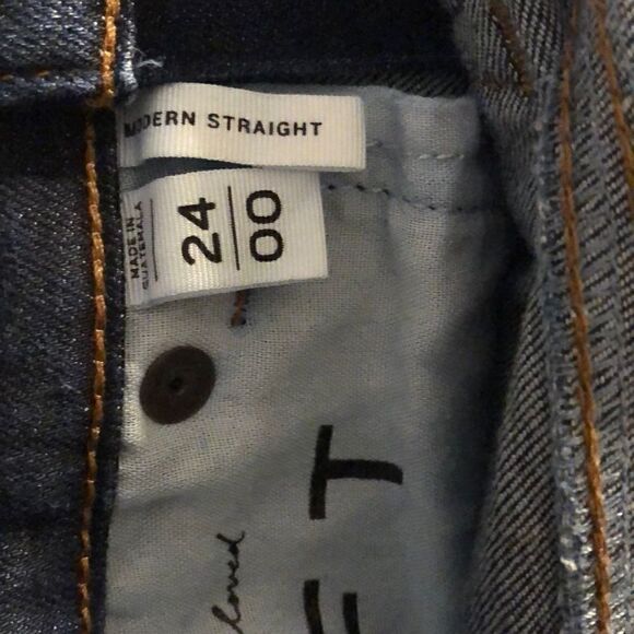 Loft Dark Wash Modern Straight Leg Jeans Size 00 - Picture 5 of 6